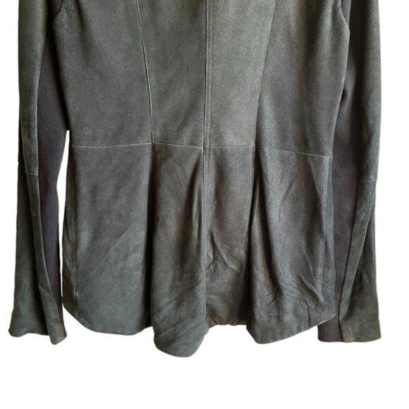 VEDA Black Suede Leather Jacket Wool Knit Panels Underarms Women’s Medium - Picture 10 of 14